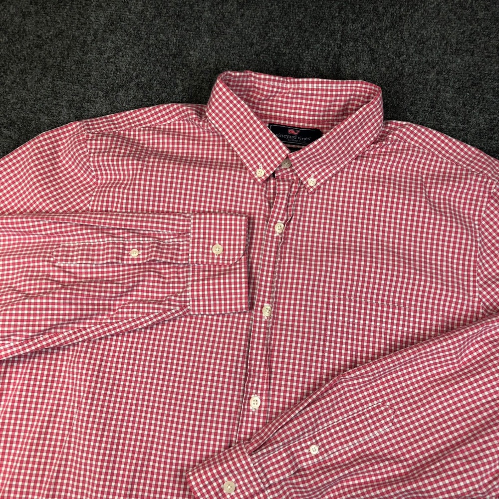Vineyard Vines Mens XL Slim Fit Murray Shirt Red Gingham Button Down